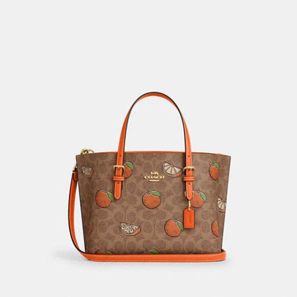 Mollie Tote Bag 25 In Signature Canvas With Orange Print - Picture 1 of 10